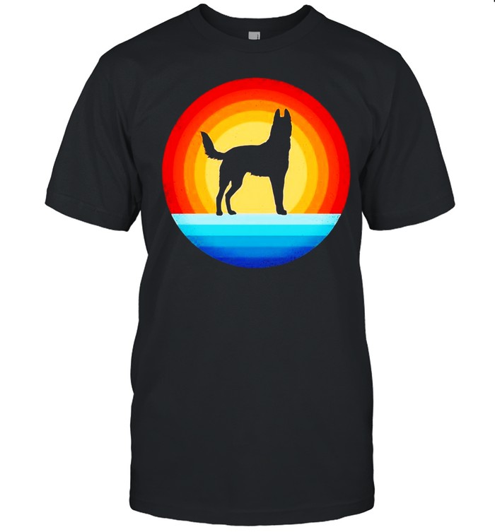 Belgische Malinois Retro Vintage 60er 70er Jahre Sonnenuntergang Hundeliebhaber Herren T-shirt