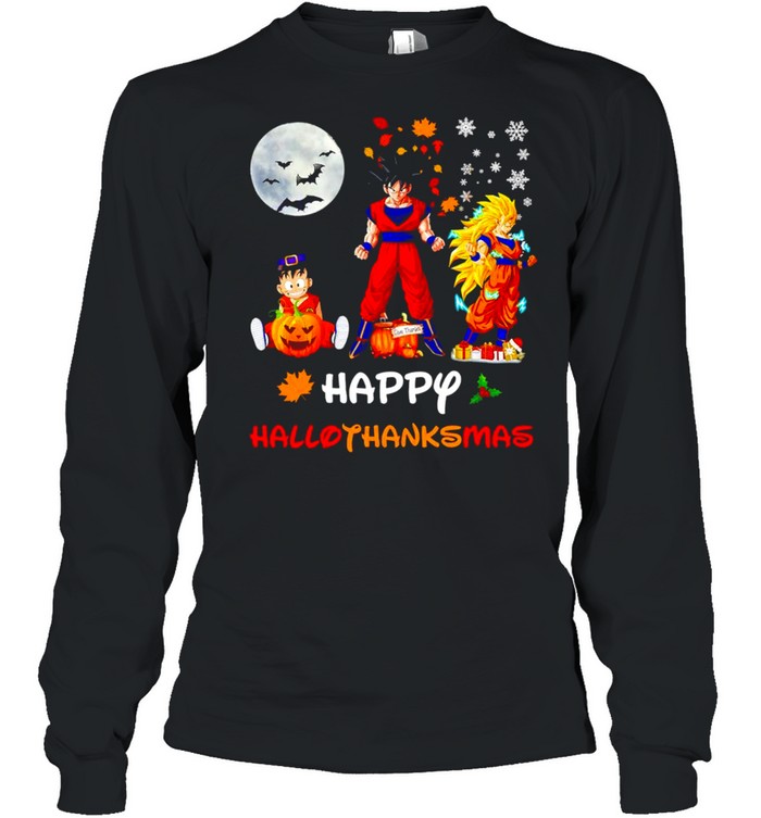 Dragon Ball Charcters Happy Hallothanksmas shirt Long Sleeved T-shirt