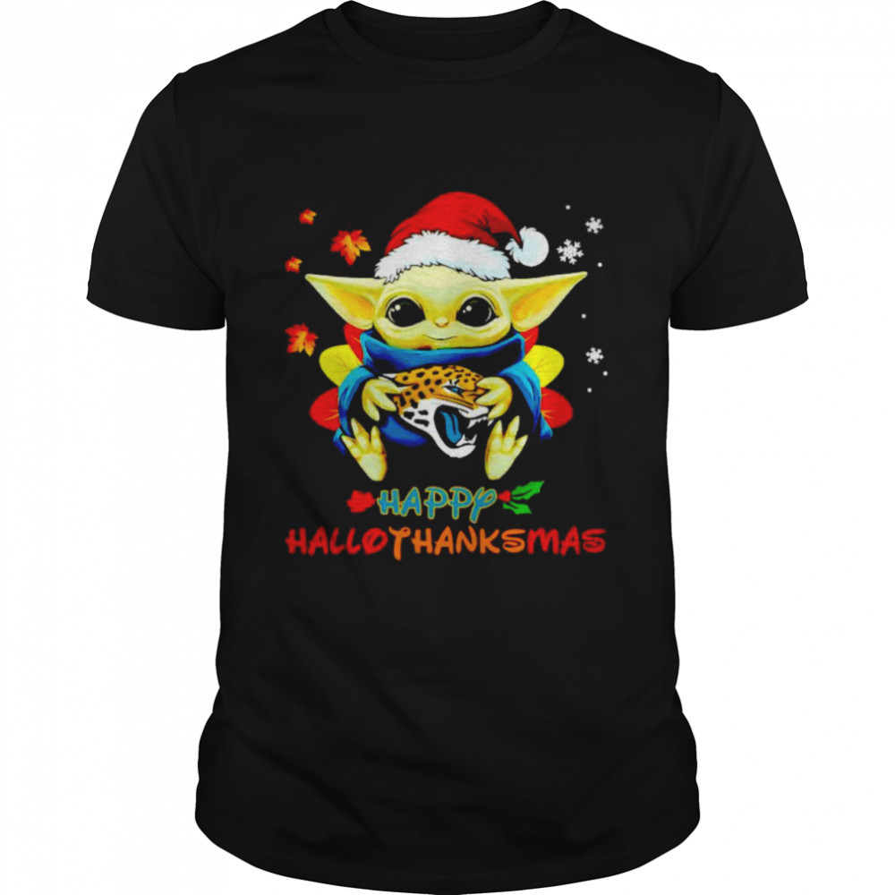 Baby Yoda Jaguars happy Hallothanksmas shirt