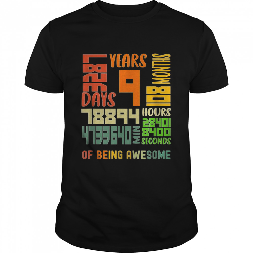 9 Years Old 108 Month 3287 Days Vintage Math Geek Birthday Shirt
