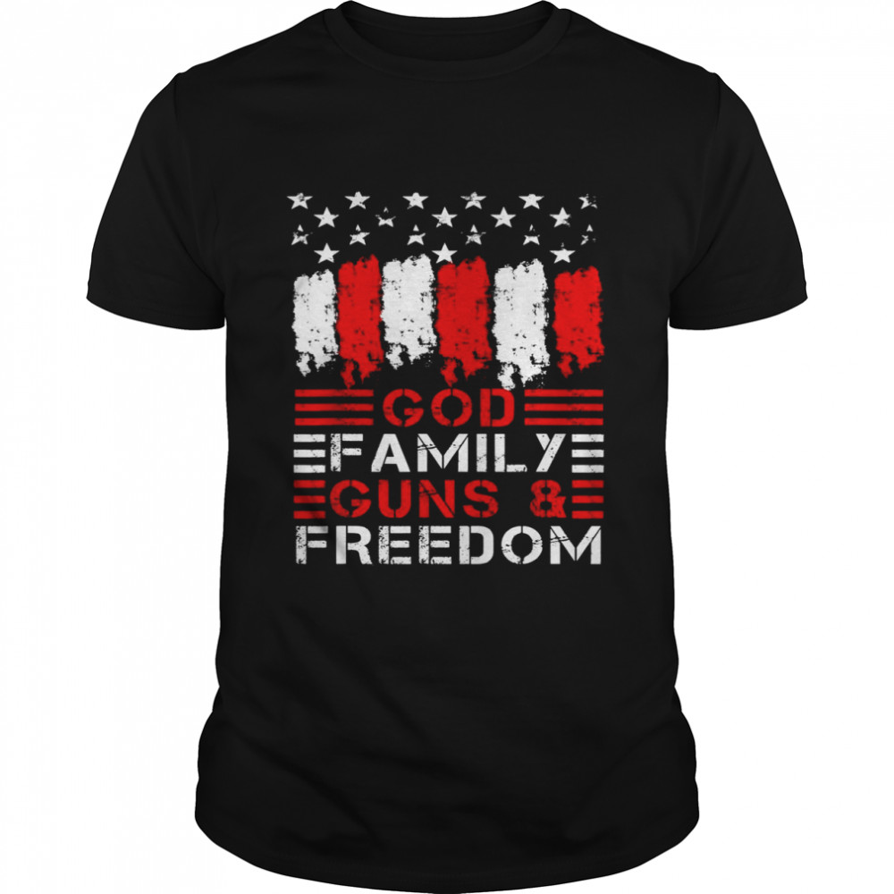 GOD FAMILY GUNS & FREEDOM Pro Gun Vintage 2nd Amendment Shirt