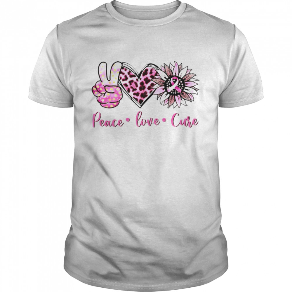 Nice breast cancer peace love cure shirt