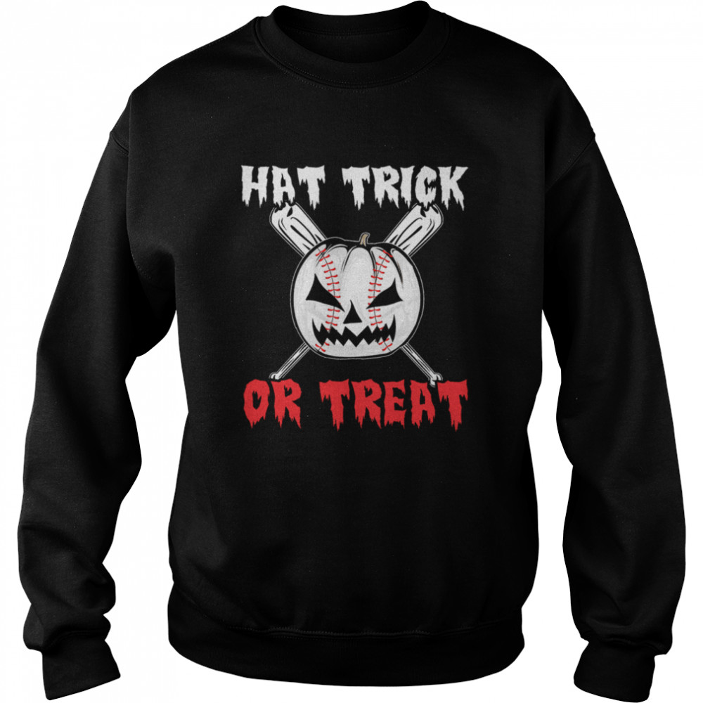 Hat Trick Or Treat Baseball Pumpkin Halloween T- Unisex Sweatshirt
