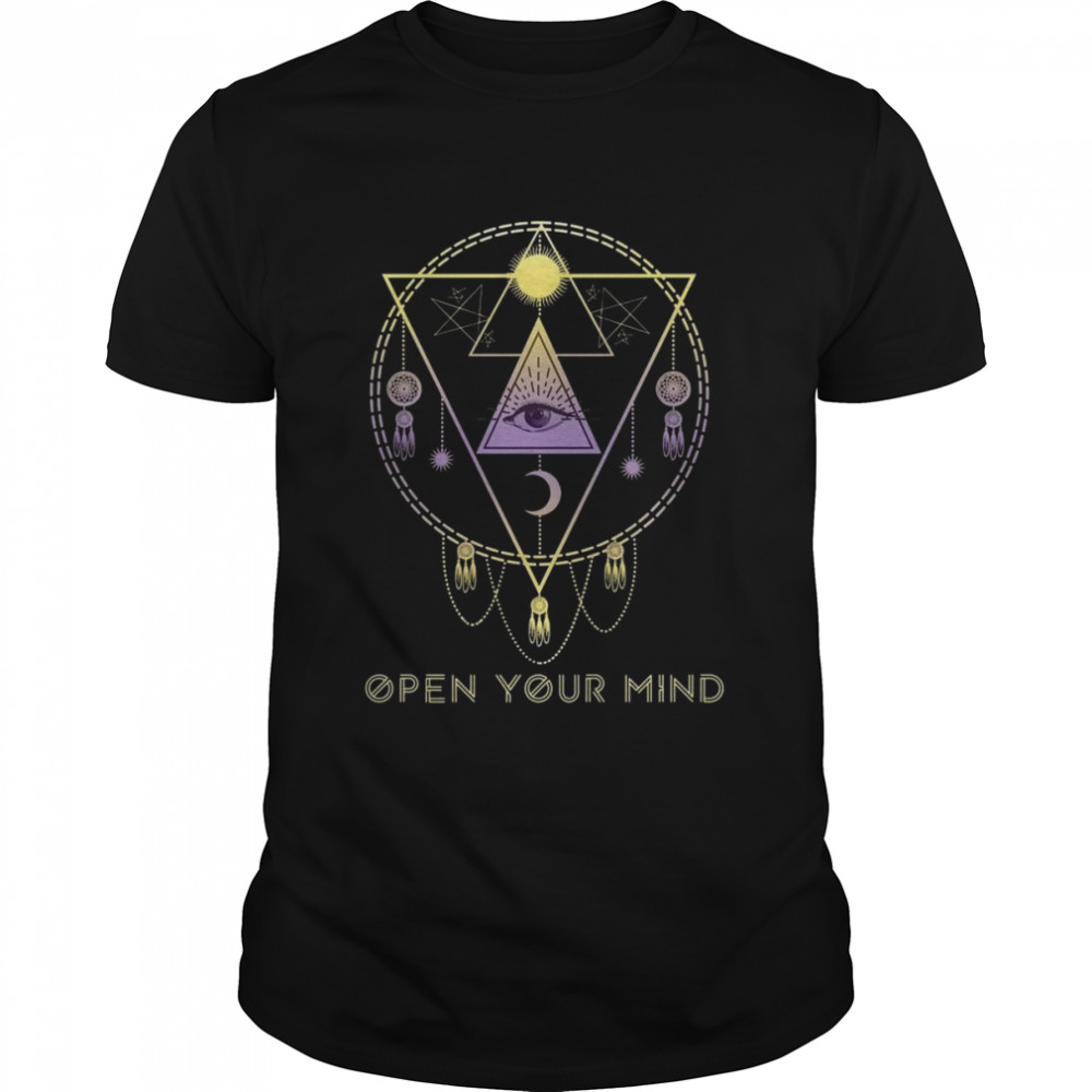 Open Your Mind All Seeing Eye Sun Moon Occult Magic Shirt