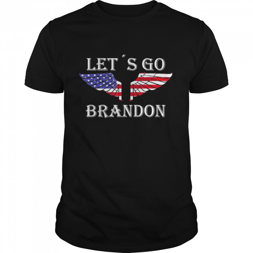 Lets Go Brandon American Flag US Angel Wings shirt