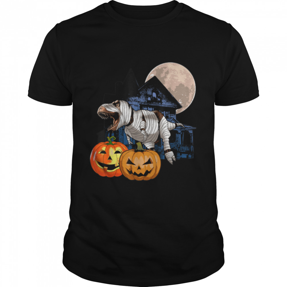 Boo Trex TShirt Funny Halloween Day Scary Tees Women Pumpkin T-Shirt B09JYY2V7Y