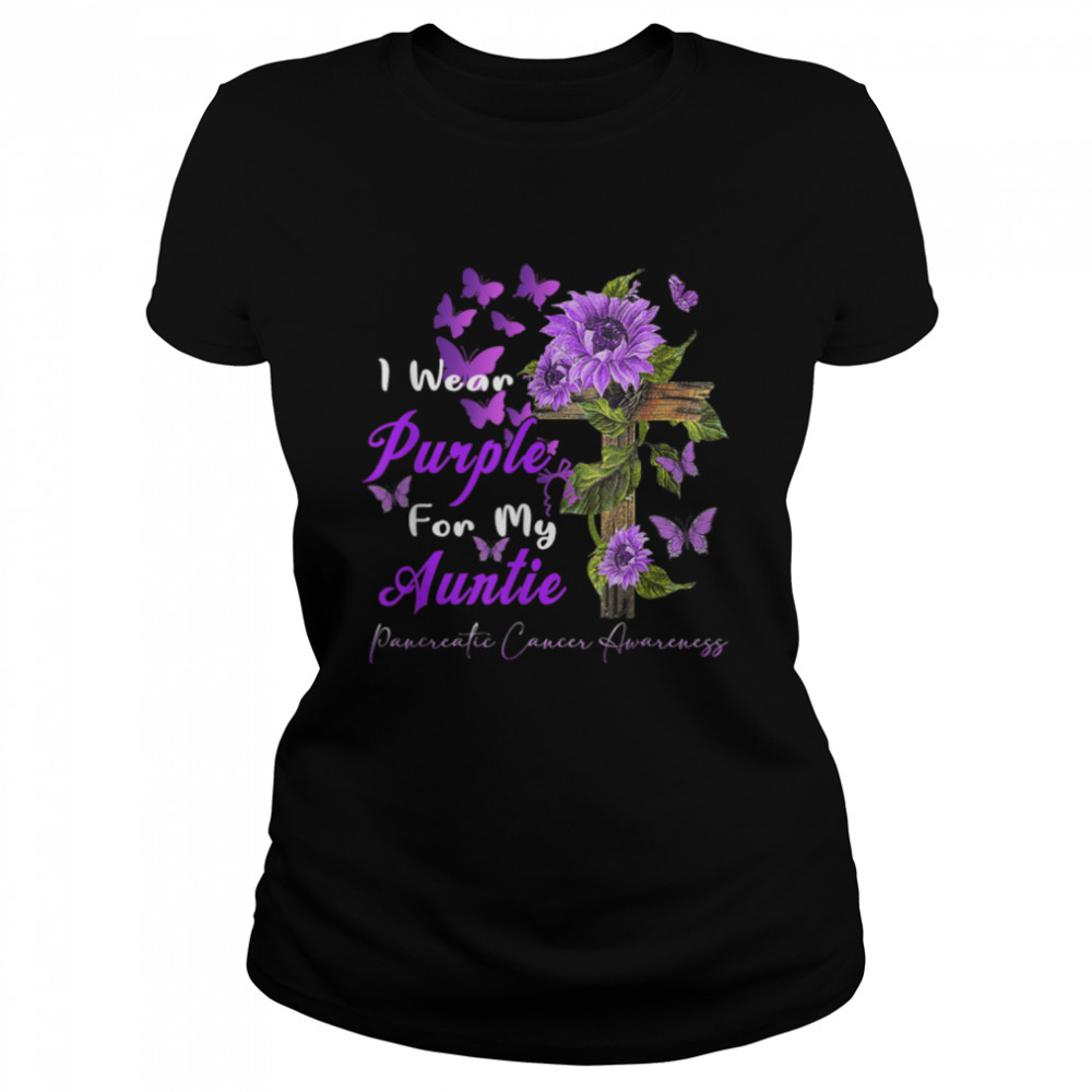 I wear Purple for my Auntie Pancreatic Cancer Awareness T- B09JVKPMBK Classic Women's T-shirt
