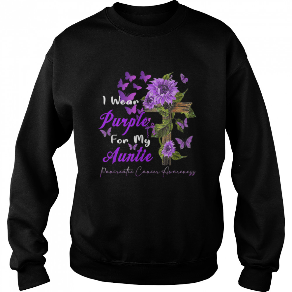 I wear Purple for my Auntie Pancreatic Cancer Awareness T- B09JVKPMBK Unisex Sweatshirt