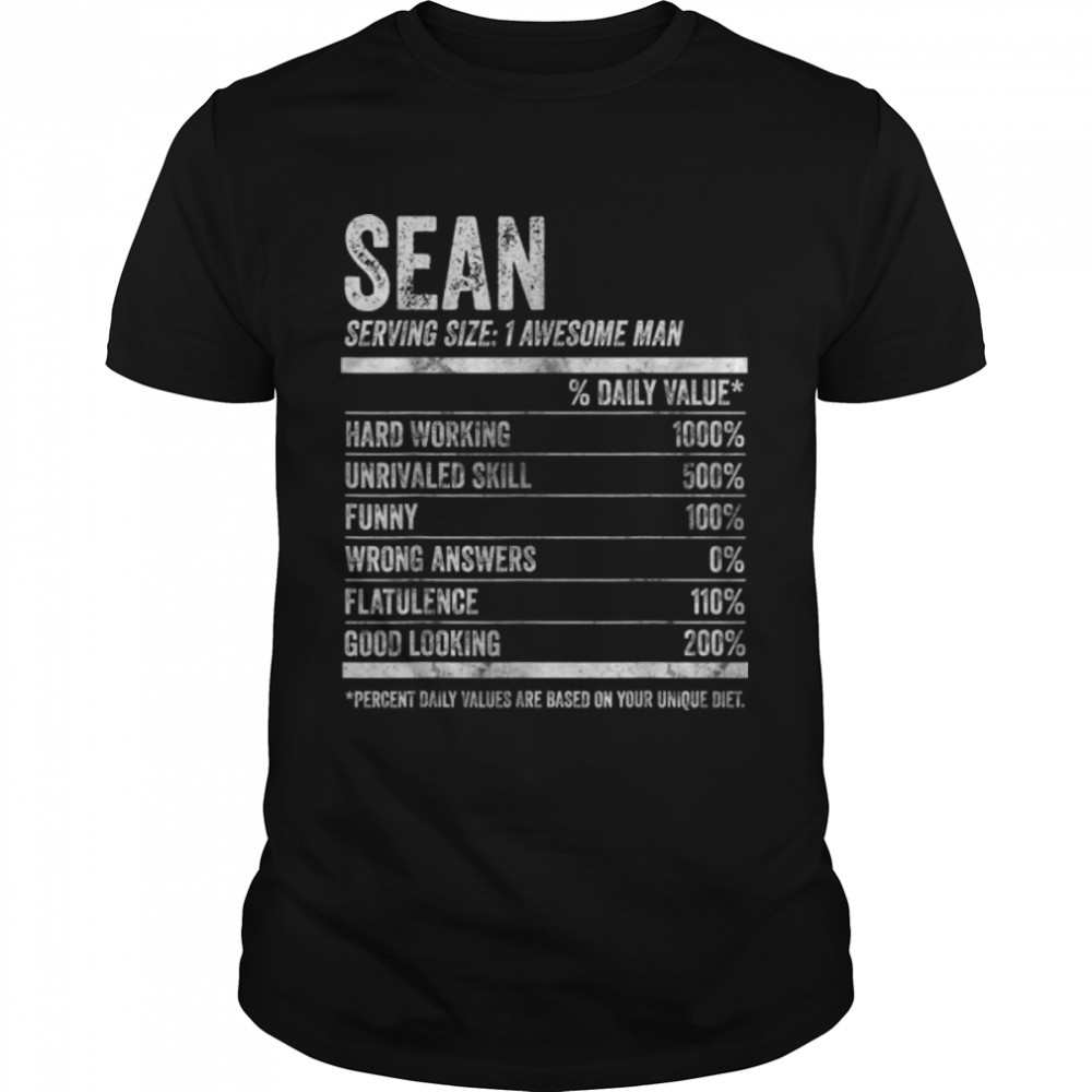 Mens Sean Nutrition Personalized Name Shirt Funny Name Facts T-Shirt B09K1RN54T