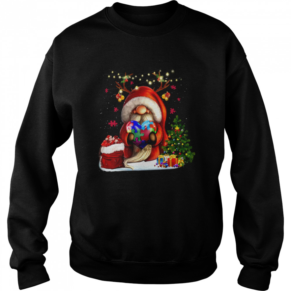 Gnome Hug Autis Heart Merry Christmas  Unisex Sweatshirt