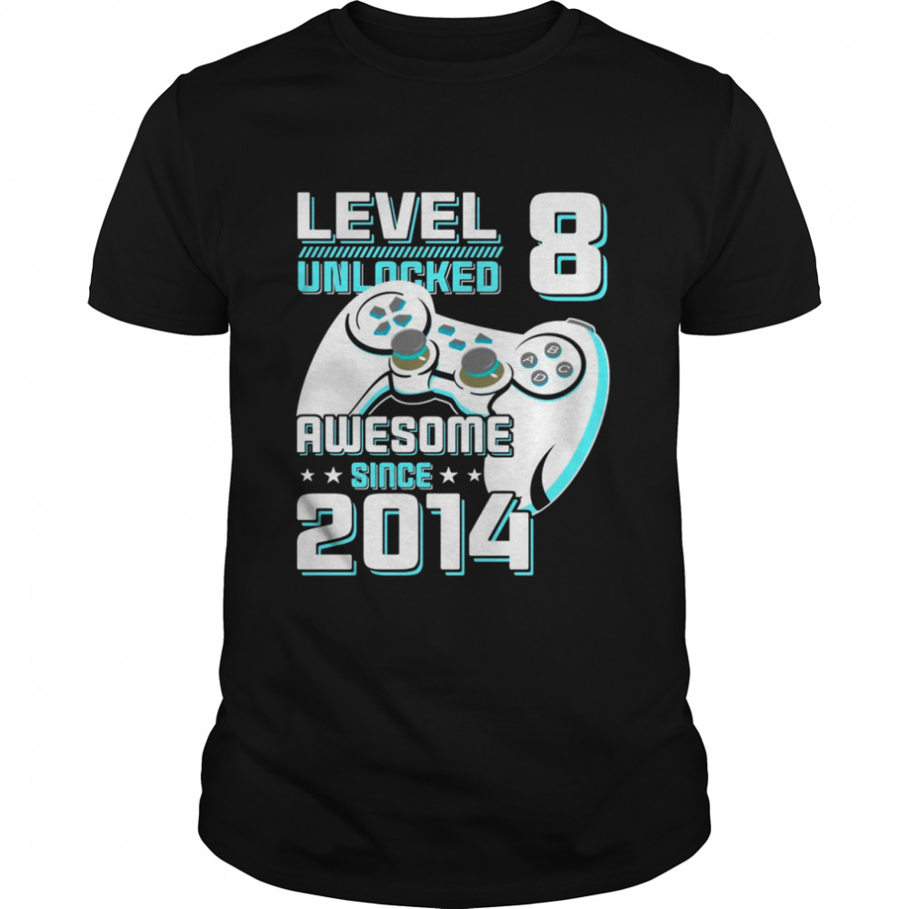 Level 8 Unlocked Awesome 2014 Video Game 8th Birthday Boy Shirt