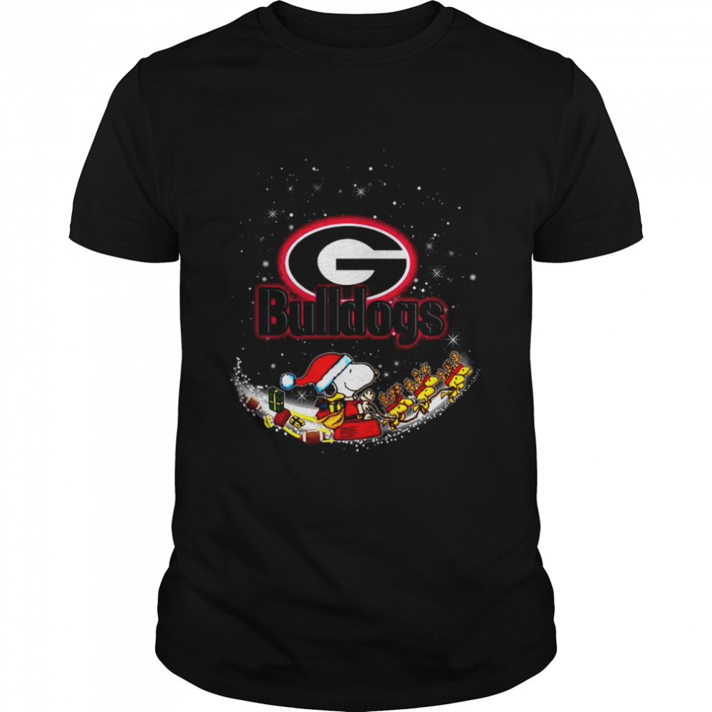 Santa Snoopy and Woodstock Georgia Bulldogs 2021 Christmas tshirt