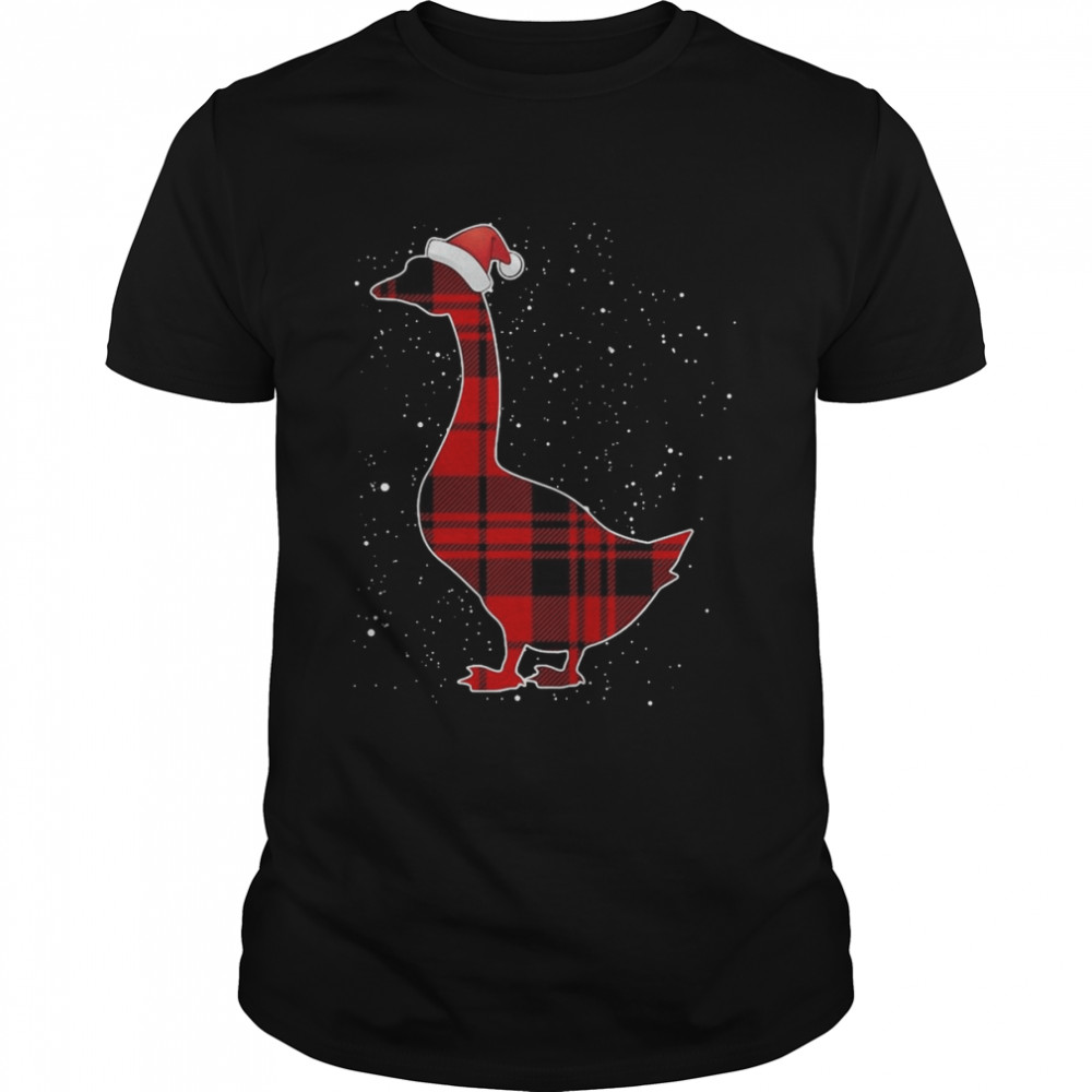 Santa Red Plaid Goose Bird Christmas Xmas Matching Pajama Sweater T-shirt