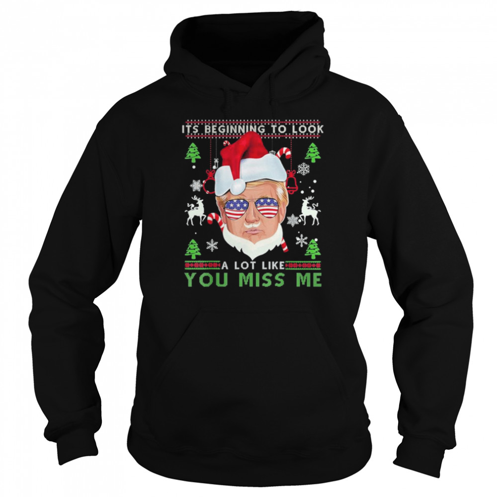 Its Beginning To Look A Lot Like You Miss Me Trump Sunglasses merry christmas shirt Unisex Hoodie