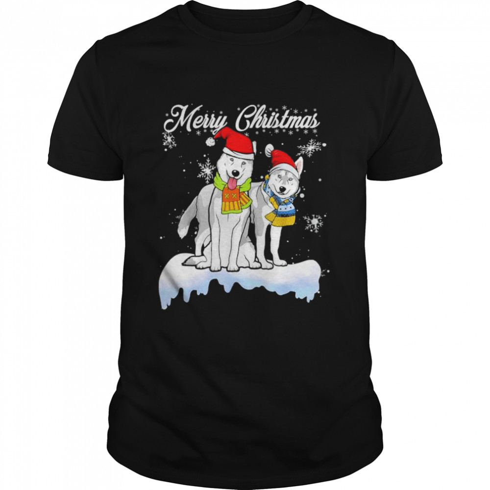 Merry Christmas Santa Siberian Husky Dog Christmas Tshirt