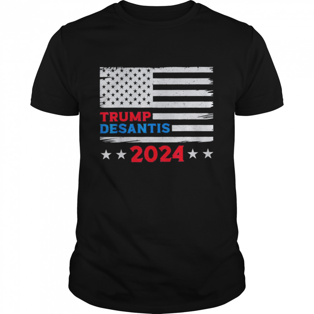 Trump DeSantis 2024 American Flag T-Shirt