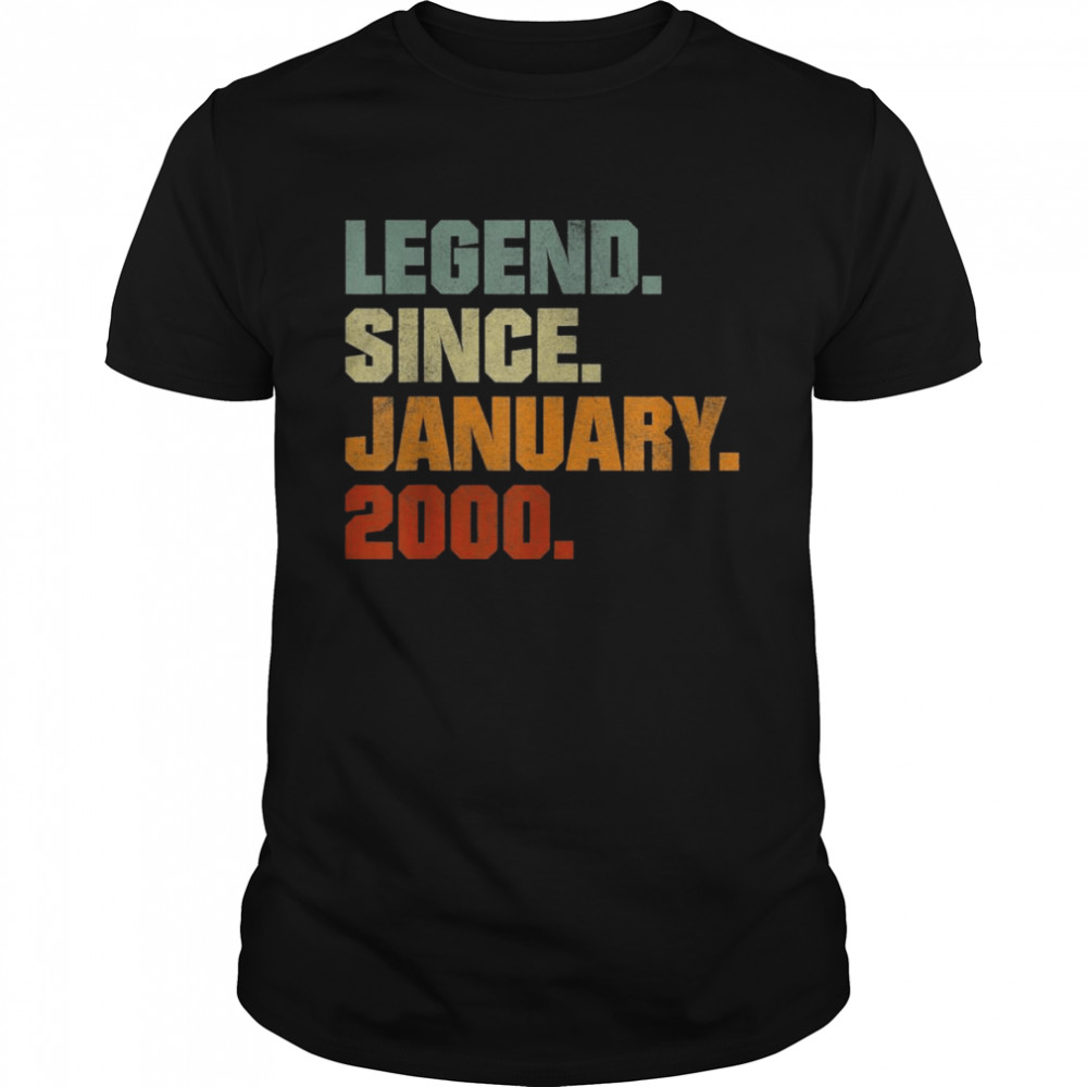 Vintage 22nd Birthday Legend Since January 2000 Shirt