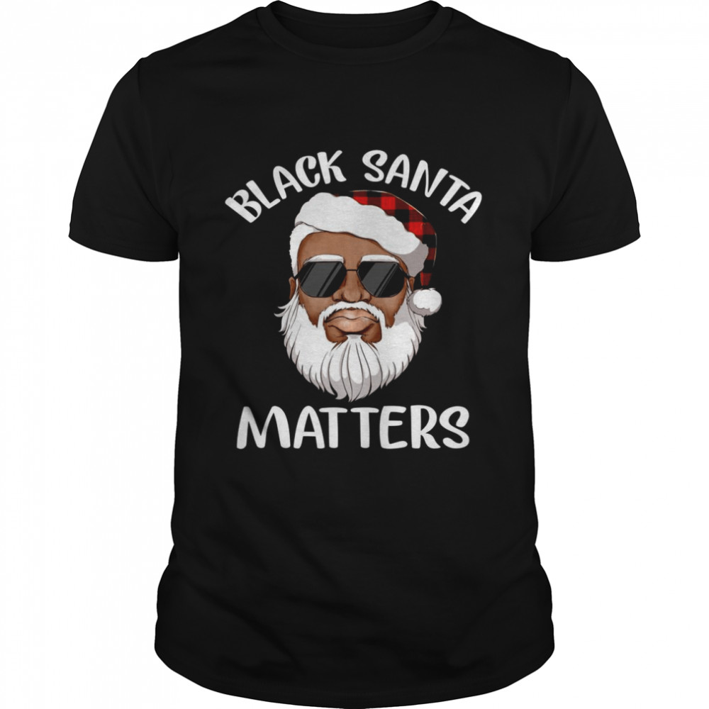 African American Santa Face Mask Black Matters Christmas Shirt