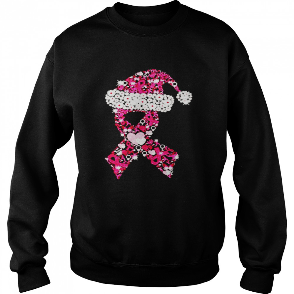 Breast cancer ribbon shape Christmas shirt Unisex Sweatshirt