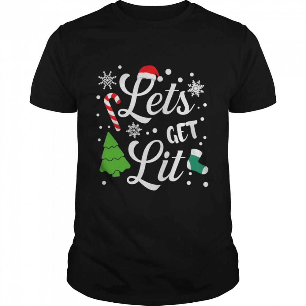 Let’s Get Lit Christmas Drinking Xmas Pajama Shirt