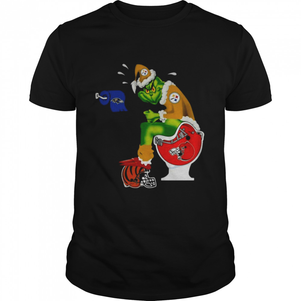 Grinch Pittsburgh Steelers Toilet Cleveland Brown Toilet Paper Baltimore Ravens Shirt