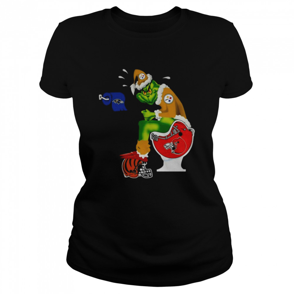 Grinch Pittsburgh Steelers Toilet Cleveland Brown Toilet Paper Baltimore Ravens  Classic Women's T-shirt