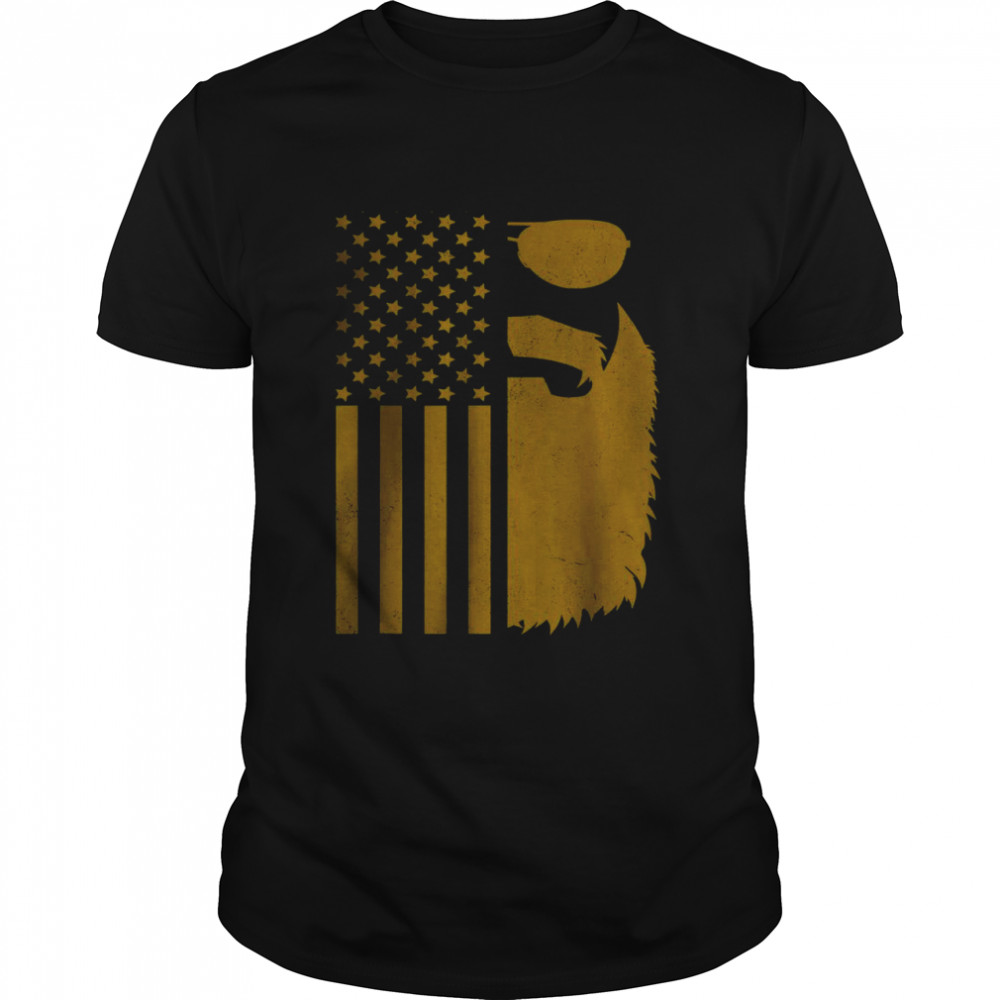 Patriotic US Flag Beard And Sunglasses For Men With Beards T-Shirt
