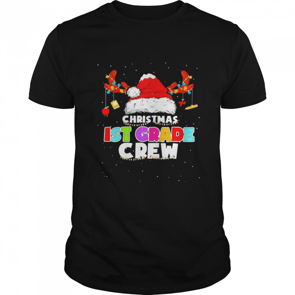 Santa Hat Christmas 1st Grade Crew Sweater Shirt