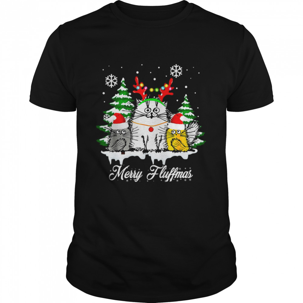 Merry Fluffmas Christmas Santa Reindeer Cat Shirt