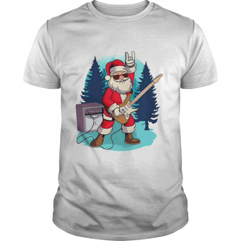 Santa Claus Playing Guitar Rock Christmas Music Sweater Shirt