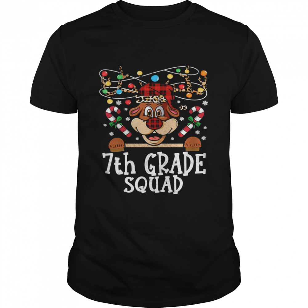7th grade Squad Reindeer Christmas Teacher squad Xmas Lights Shirt