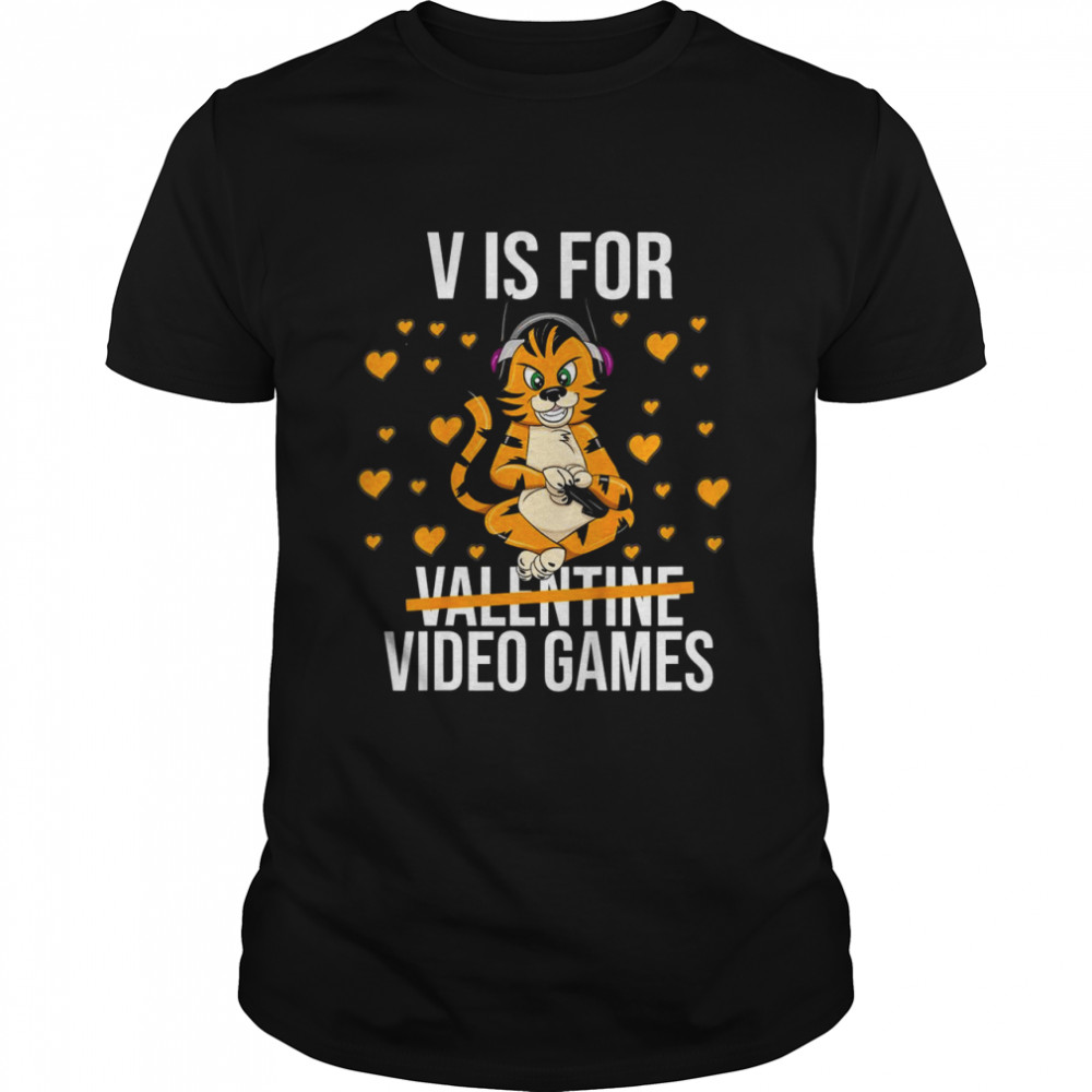 Kinder Gamer Valentinstag V Is For Videospiele Jungen Gaming Shirt