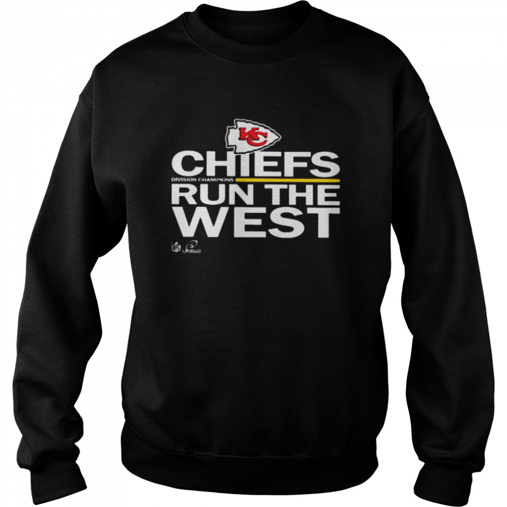 Chiefs run the west shirt Kansas city Chiefs red 2021 afc west division  champions trophy shirt, hoodie, sweater, long sleeve and tank top