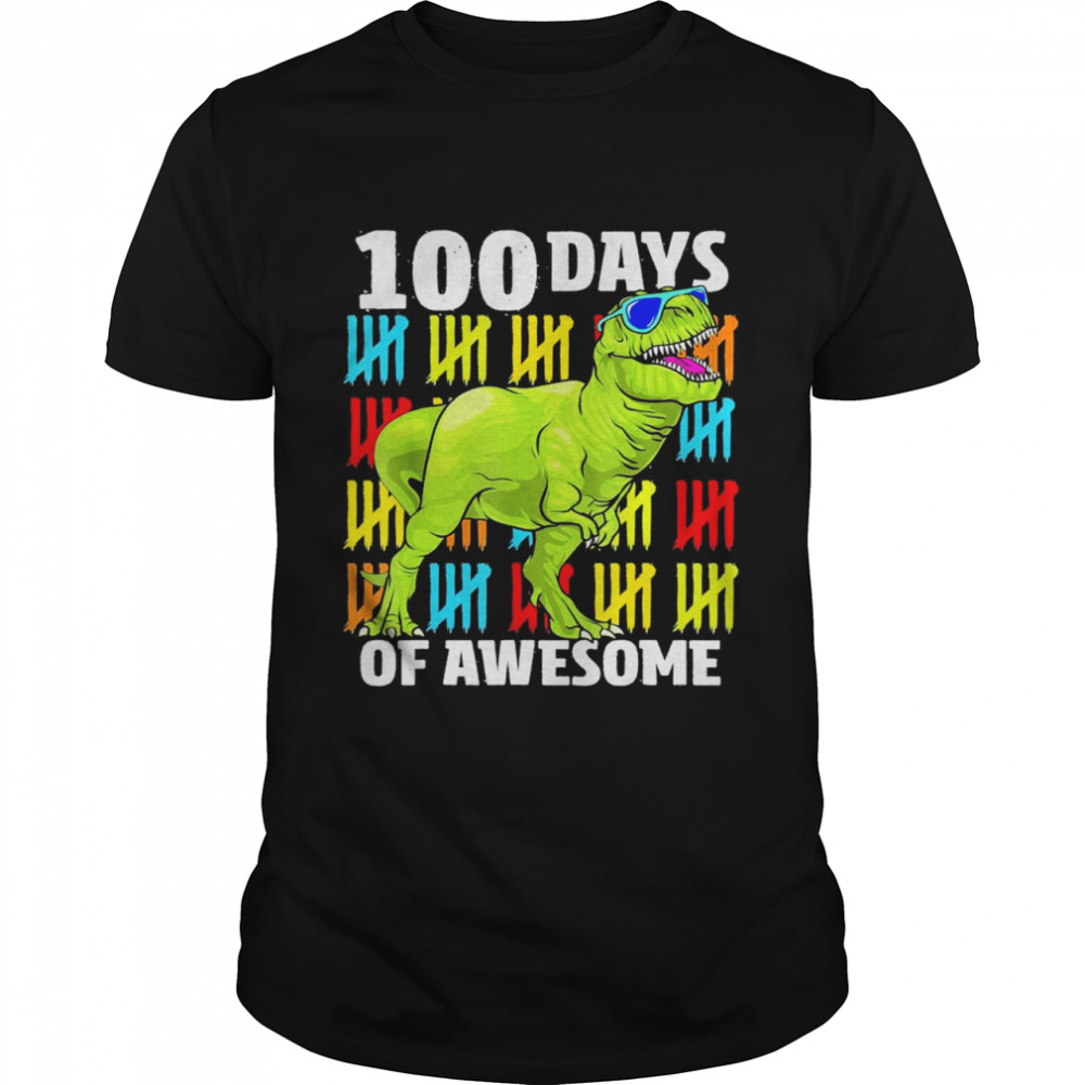 100 Days of School Dinosaur T-Rex Dino Boys 100th Day Shirt