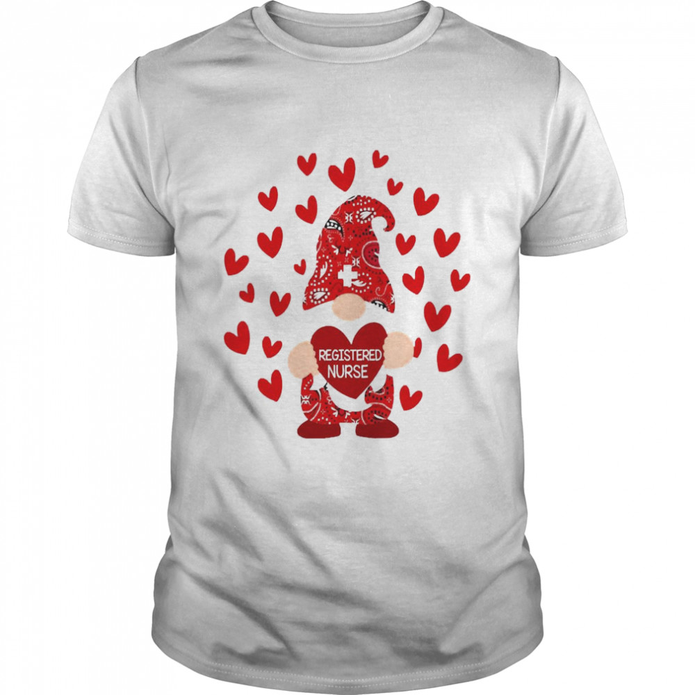 Red Gnome Registered Nurse Valentines Day Shirt