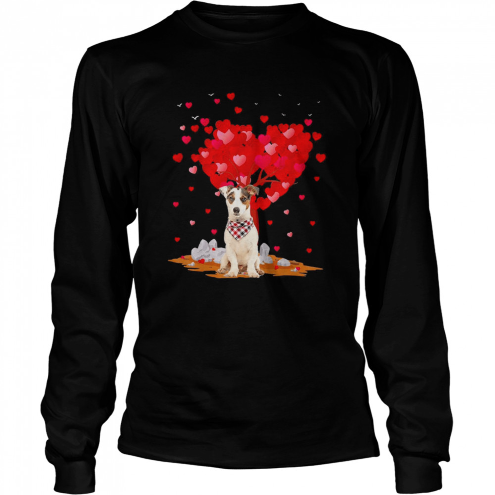 heart Shape Jack Russell Terrier Dog Valentine’s Day Long Sleeved T-shirt