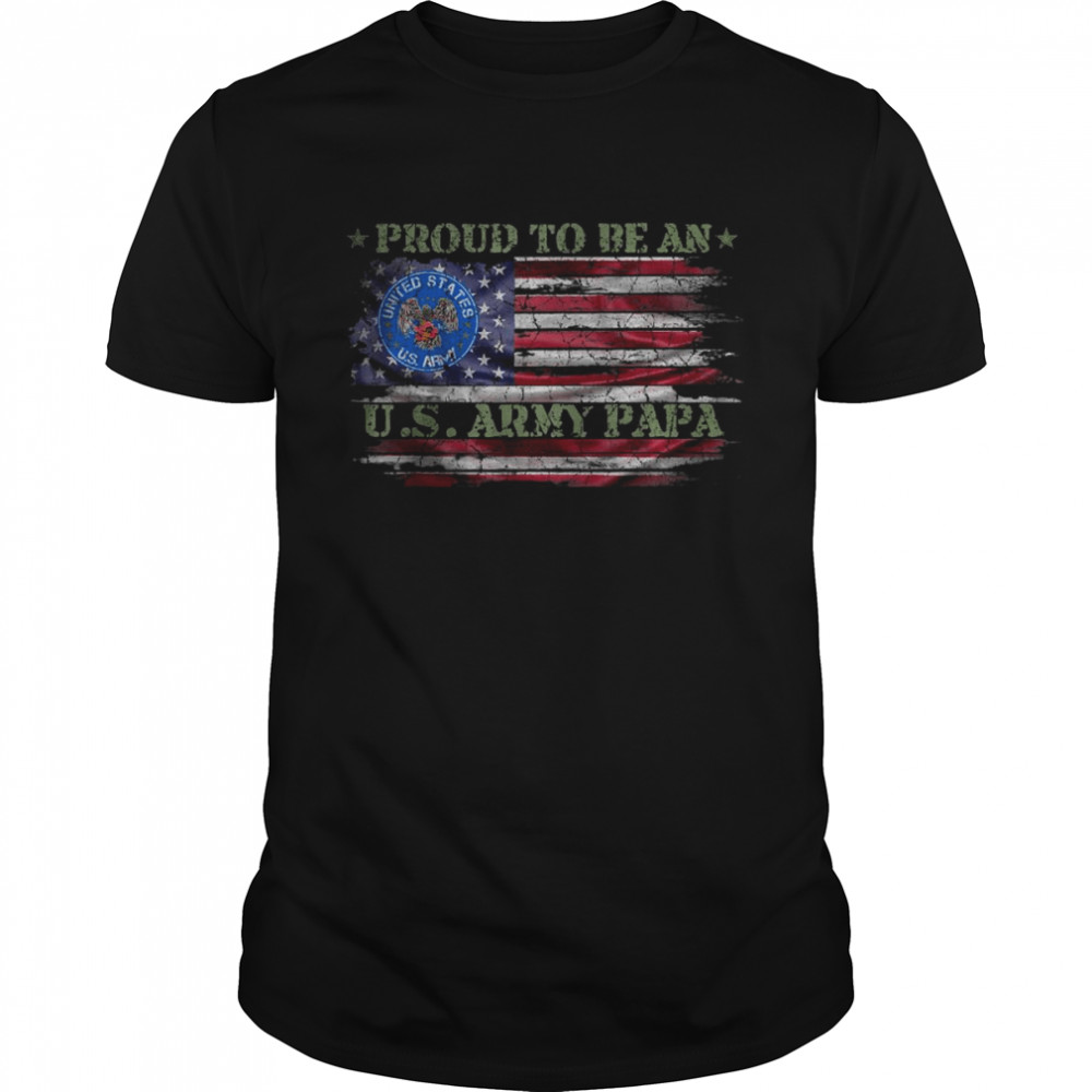 Vintage USA American Flag Proud To Be An US Army Papa T-Shirt