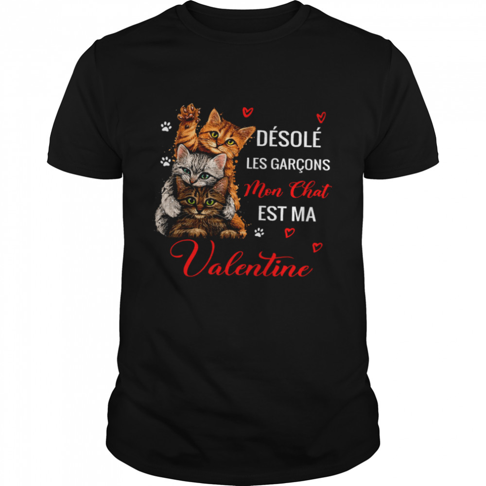 Desole Les Garcons Mon Chat Est Ma Valentine Shirt