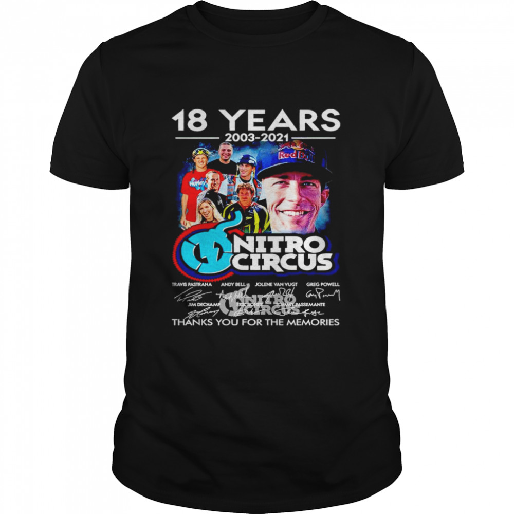 18 years 2003 2021 Nitro Circus thanks you for the memories shirt