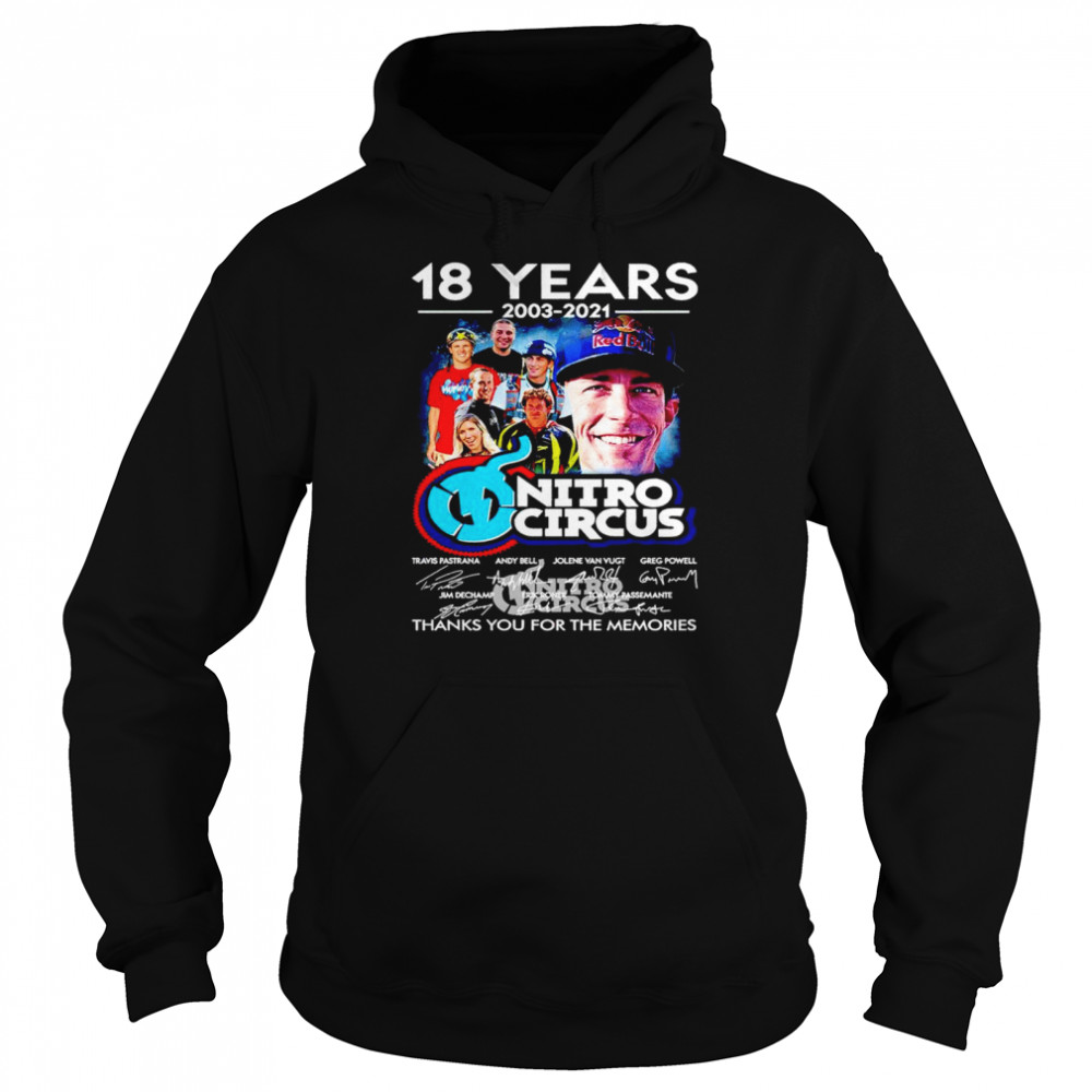 18 years 2003 2021 Nitro Circus thanks you for the memories shirt Unisex Hoodie