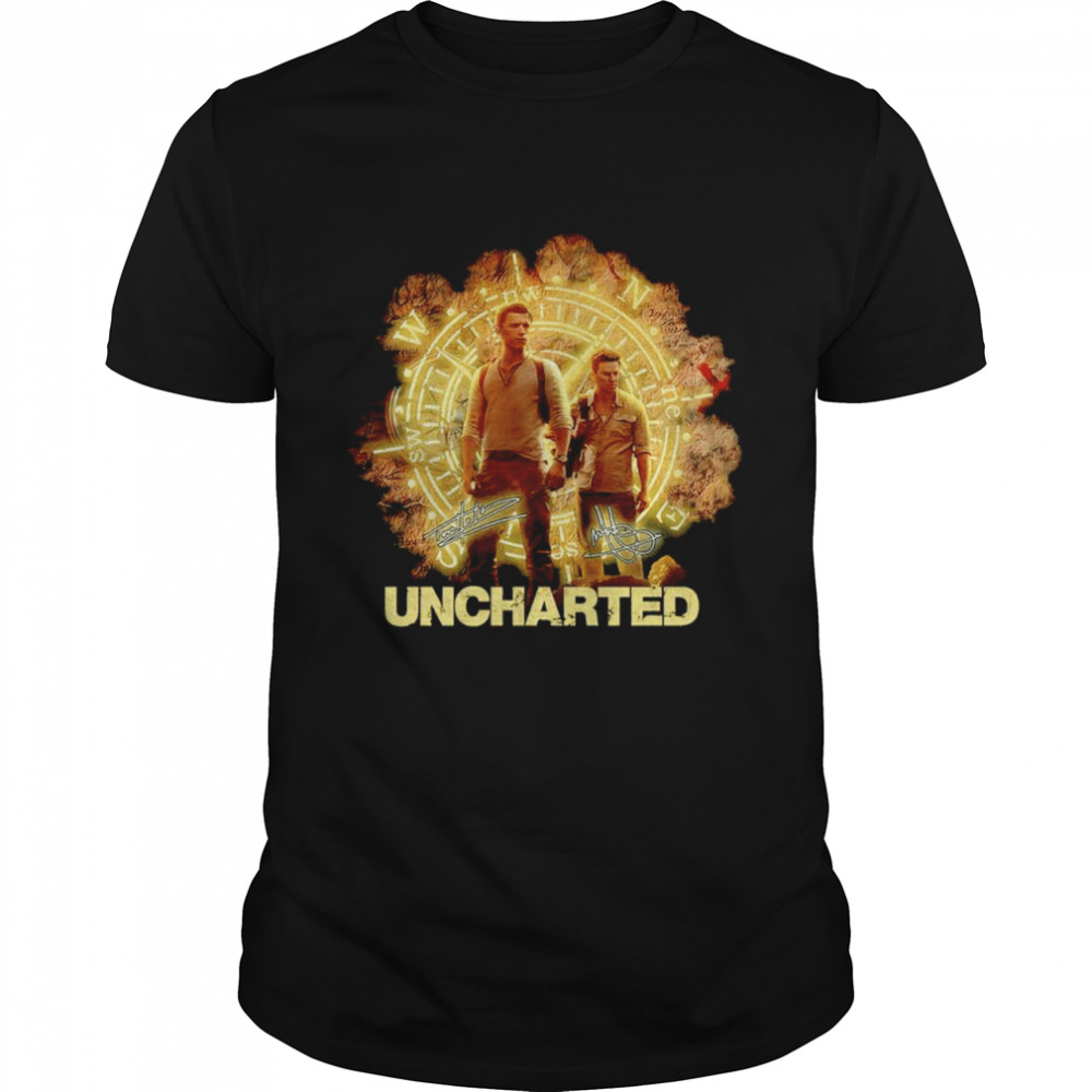 Uncharted Tom Holland And Mark Wahlberg Signatures Shirt