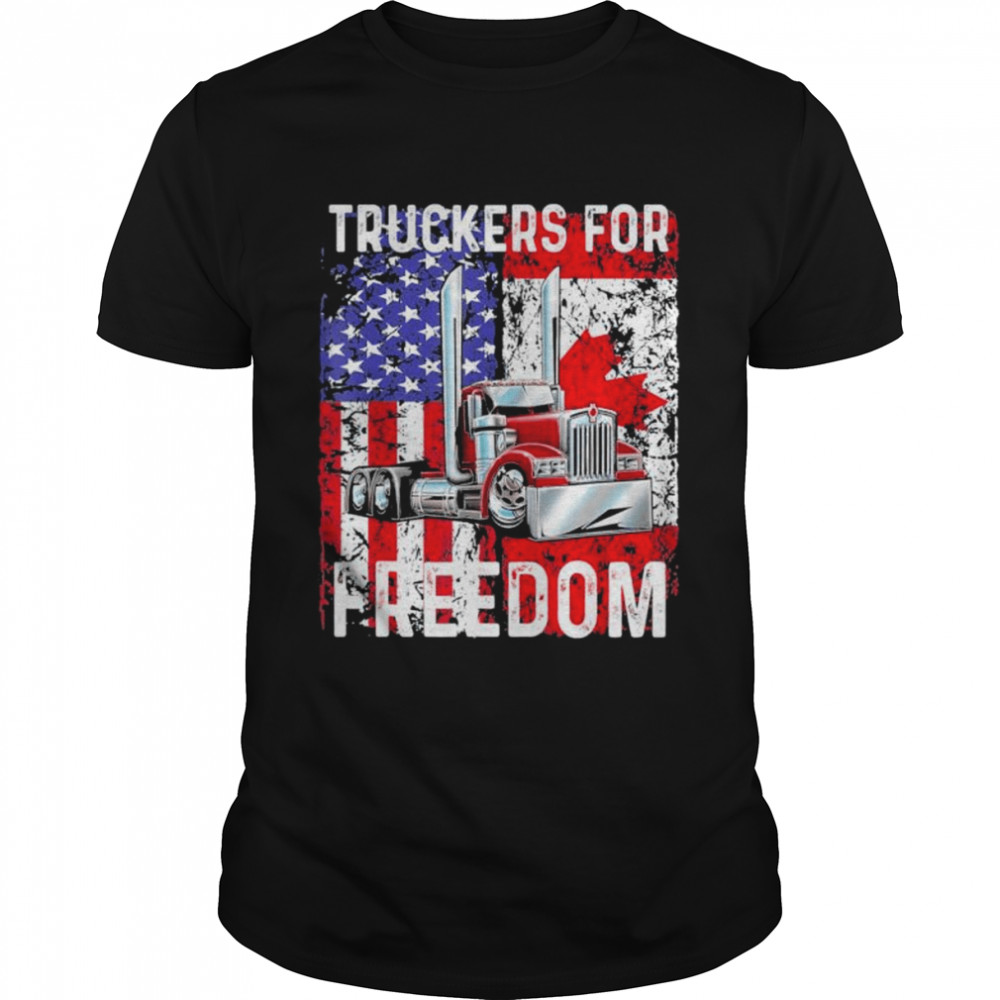 Trucker For Freedom Convoy 2022 American Canadian Flag shirt
