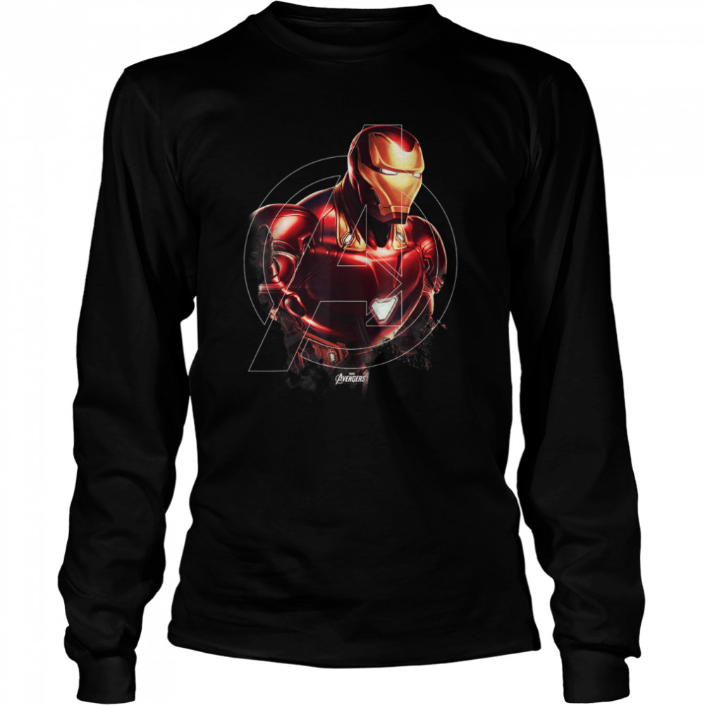 Marvel Avengers Endgame Iron Man Portrait Graphic T- T- Long Sleeved T-shirt