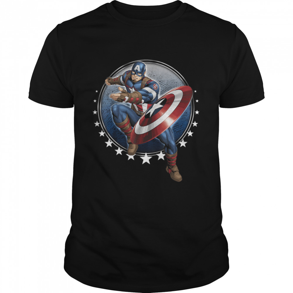 Marvel Captain America Shield Throw Stars Graphic T-Shirt T-Shirt