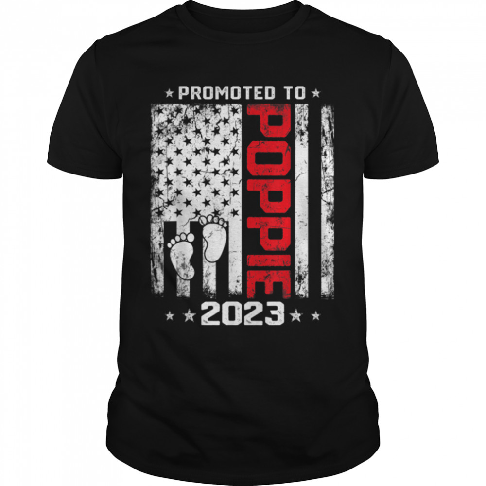 Mens Promoted To Poppie 2023 Funny Fathers Day New Dad T-Shirt B0B1BD9JPT