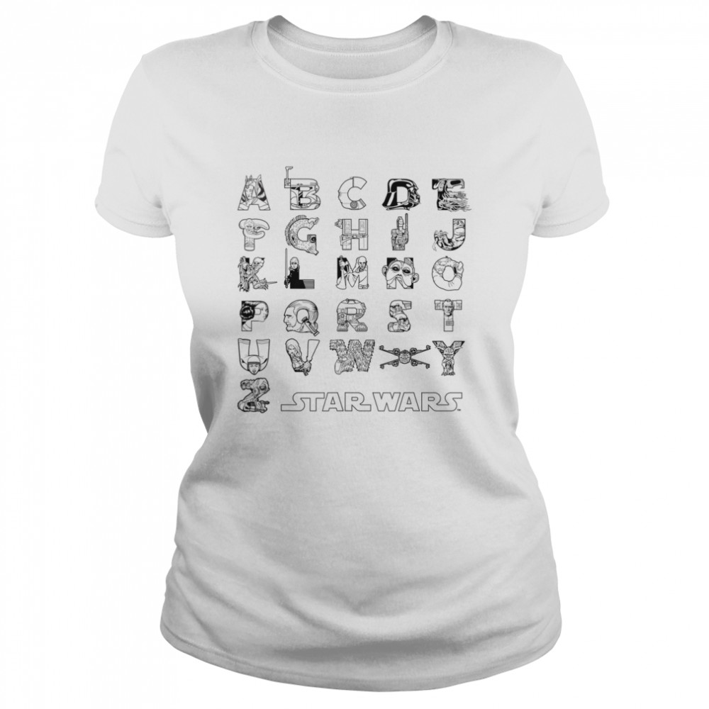 Star Wars In An Alphabet Far Away Characters T- Classic Women's T-shirt
