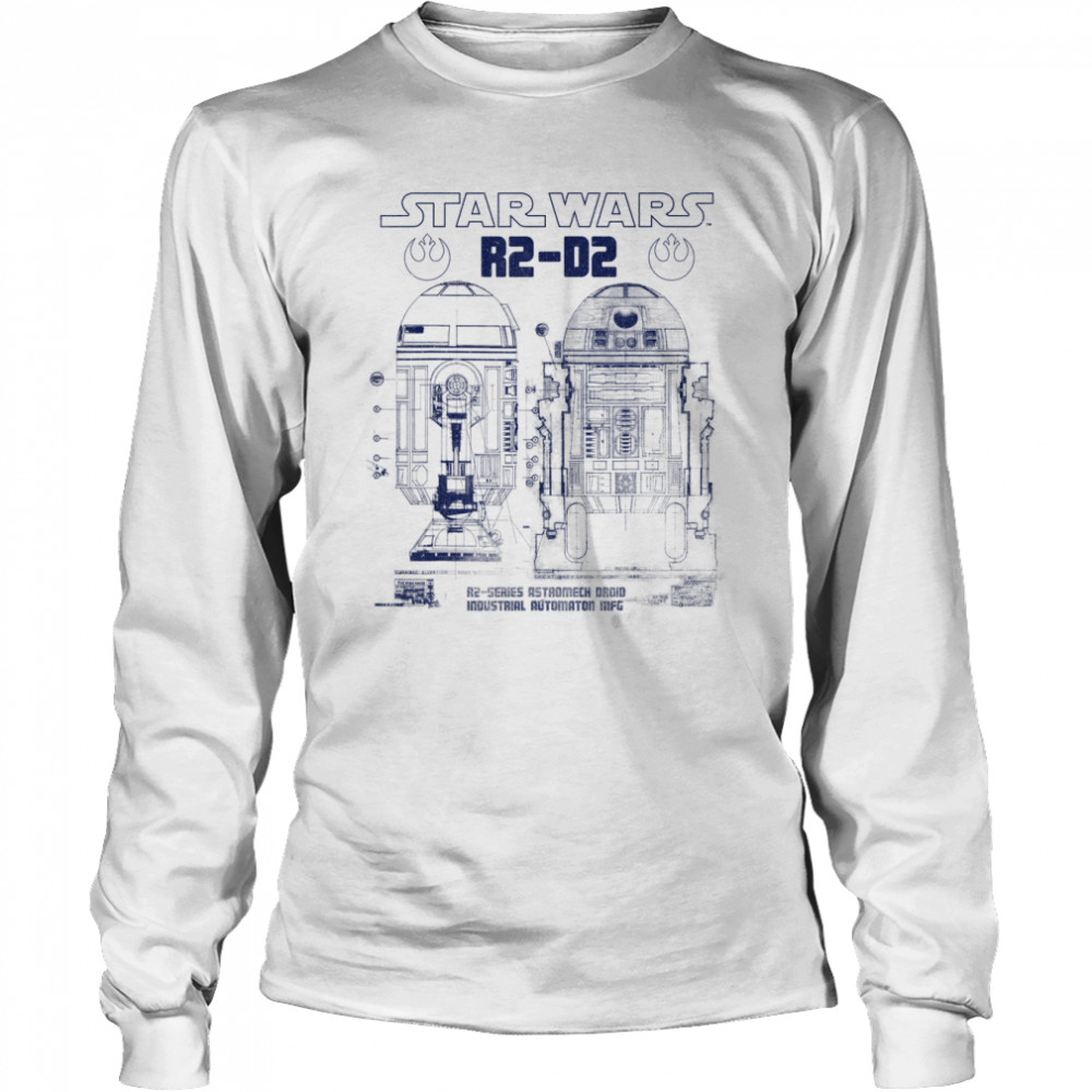 Star Wars R2-D2 Astromech Droid Blue Print Schematic T- Long Sleeved T-shirt