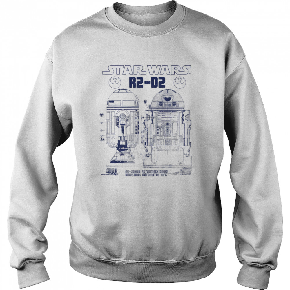 Star Wars R2-D2 Astromech Droid Blue Print Schematic T- Unisex Sweatshirt