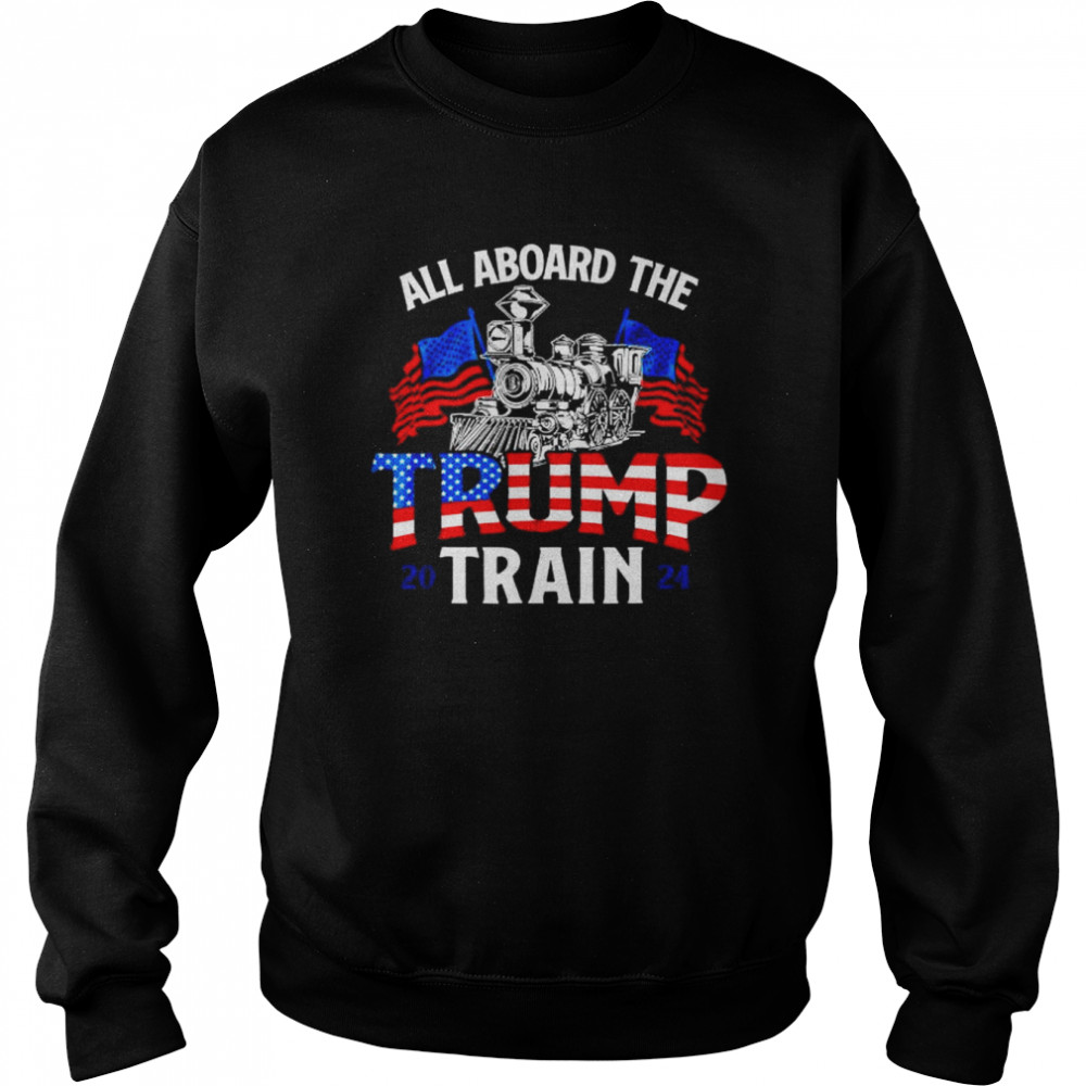 All aboard Trump train 2024 vintage American flag shirt Unisex Sweatshirt