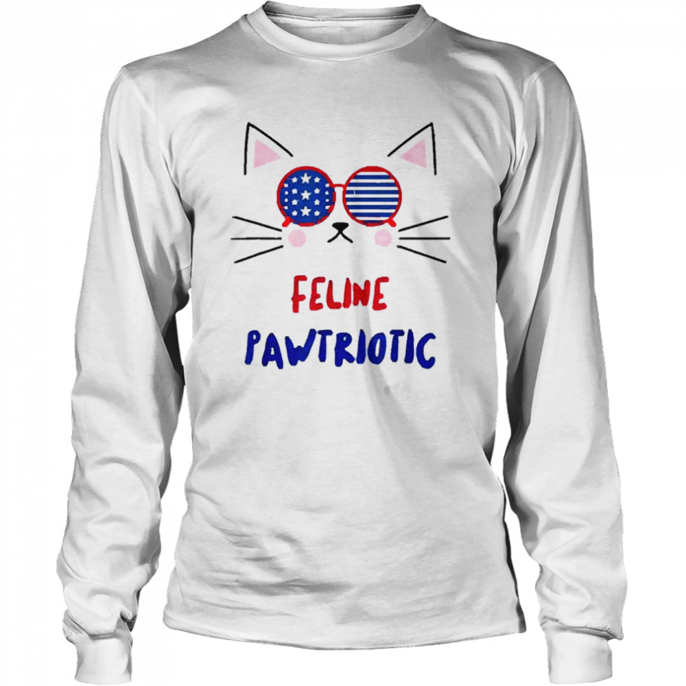 4th of july cat independence day patriot usa for cat lover shirt Long Sleeved T-shirt